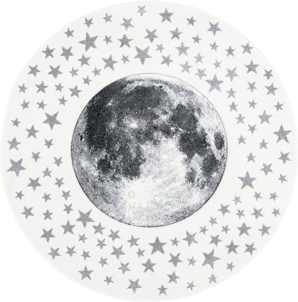 SAFAVIEH Carousel Kids Ivory/Gray 4 ft. x 4 ft. Star Galaxy Round Area Rug