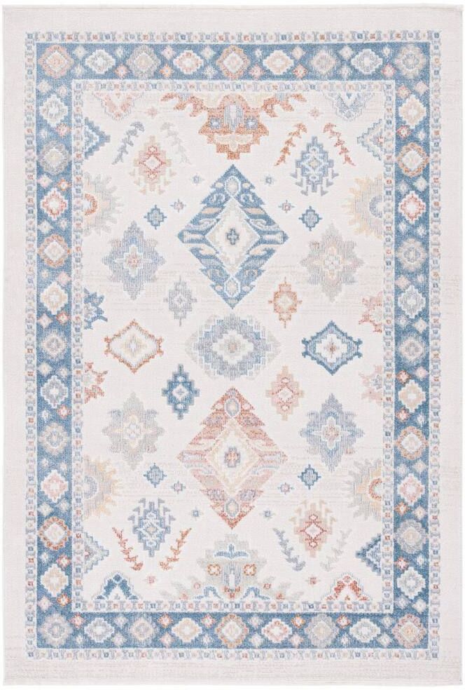 SAFAVIEH Blair Beige/Blue 5 ft. x 8 ft. Machine Washable Border Floral Area Rug