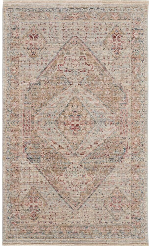 Nourison Enchanting Home Beige/Grey 3 ft. x 5 ft. Persian Medallion Traditional Kitchen Area Rug