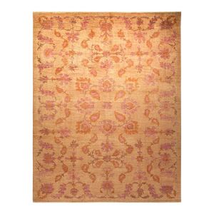 Solo Rugs Oushak One-of-a-Kind Traditional Beige 9 ft. 3 in. x 11 ft. 10 in. Floral Area Rug