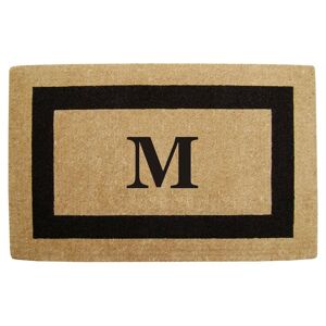 Nedia Home Single Picture Frame Black 22 in. x 36 in. HeavyDuty Coir Monogrammed M Door Mat