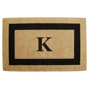 Nedia Home Single Picture Frame Black 22 in. x 36 in. HeavyDuty Coir Monogrammed K Door Mat