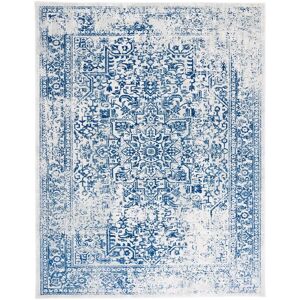 SAFAVIEH Evoke Ivory/Navy 9 ft. x 12 ft. Distressed Border Medallion Area Rug