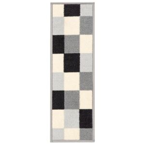 Ottomanson Ottohome Collection Non-Slip Rubberback Checkered Design 8.5 in. x 26 in. Indoor Stair Treads, 7 Pack, Gray
