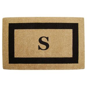 Nedia Home Single Picture Frame Black 22 in. x 36 in. HeavyDuty Coir Monogrammed S Door Mat