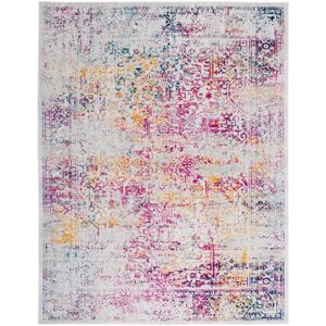 SAFAVIEH Evoke Ivory/Fuchsia 9 ft. x 12 ft. Distressed Border Medallion Area Rug