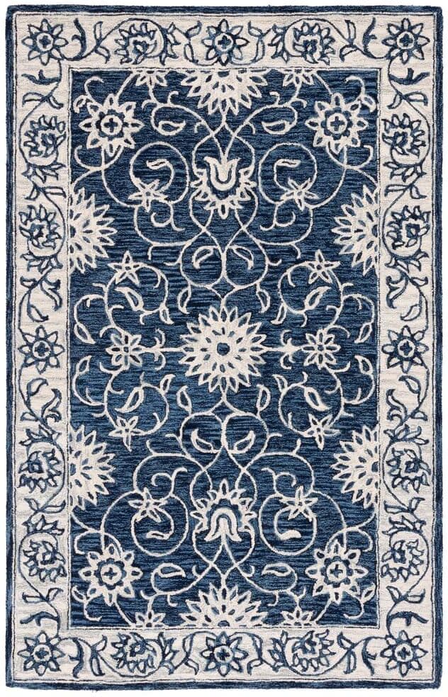 SAFAVIEH Jardin Navy/Ivory 3 ft. x 5 ft. Border Floral Area Rug