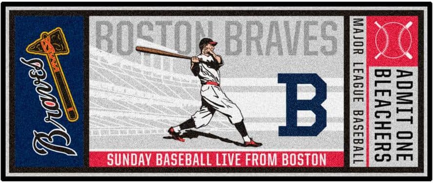 FANMATS Boston Braves Gray 2 ft. 6 in. x 6 ft. Ticket Runner Rug