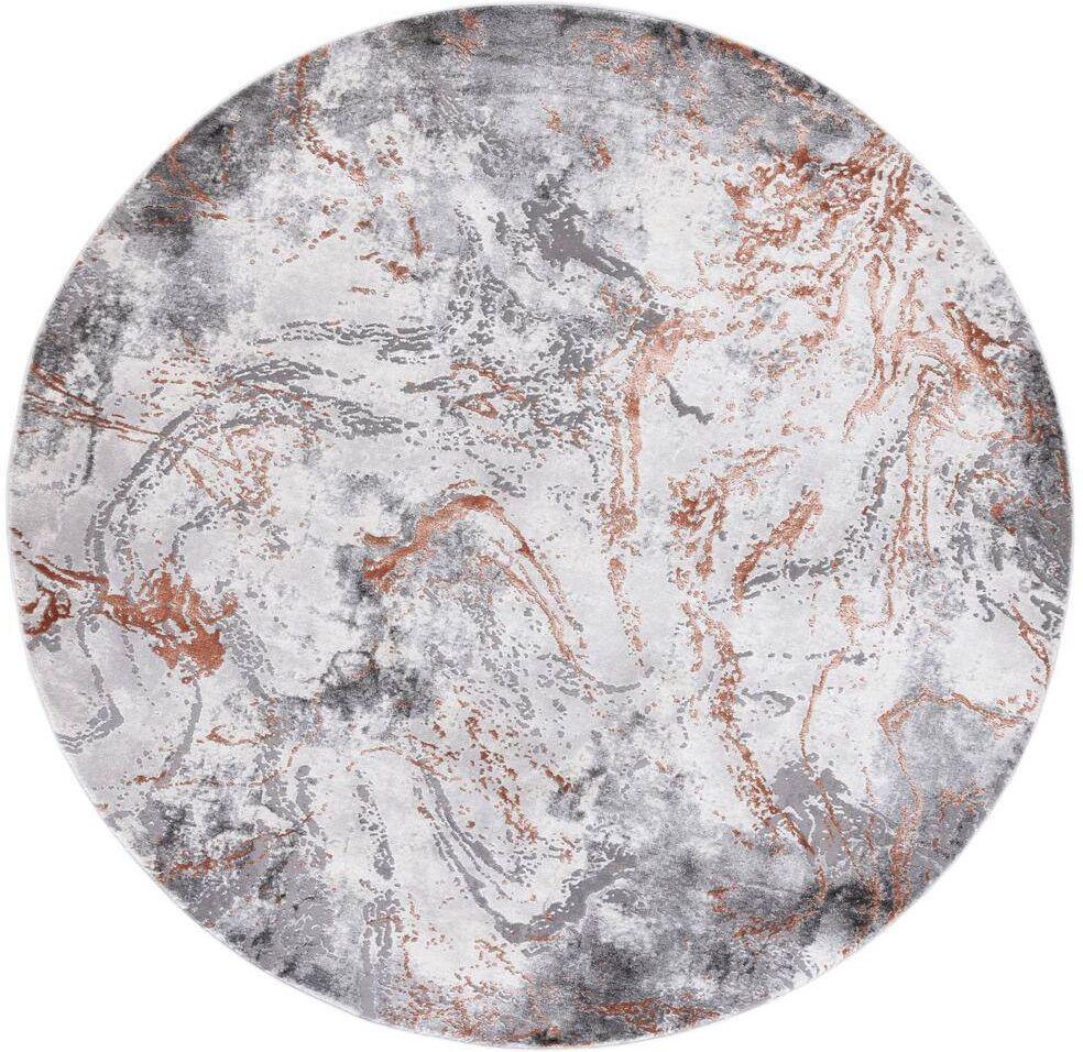 SAFAVIEH Craft Gray/Red 7 ft. x 7 ft. Abstract Marble Round Area Rug