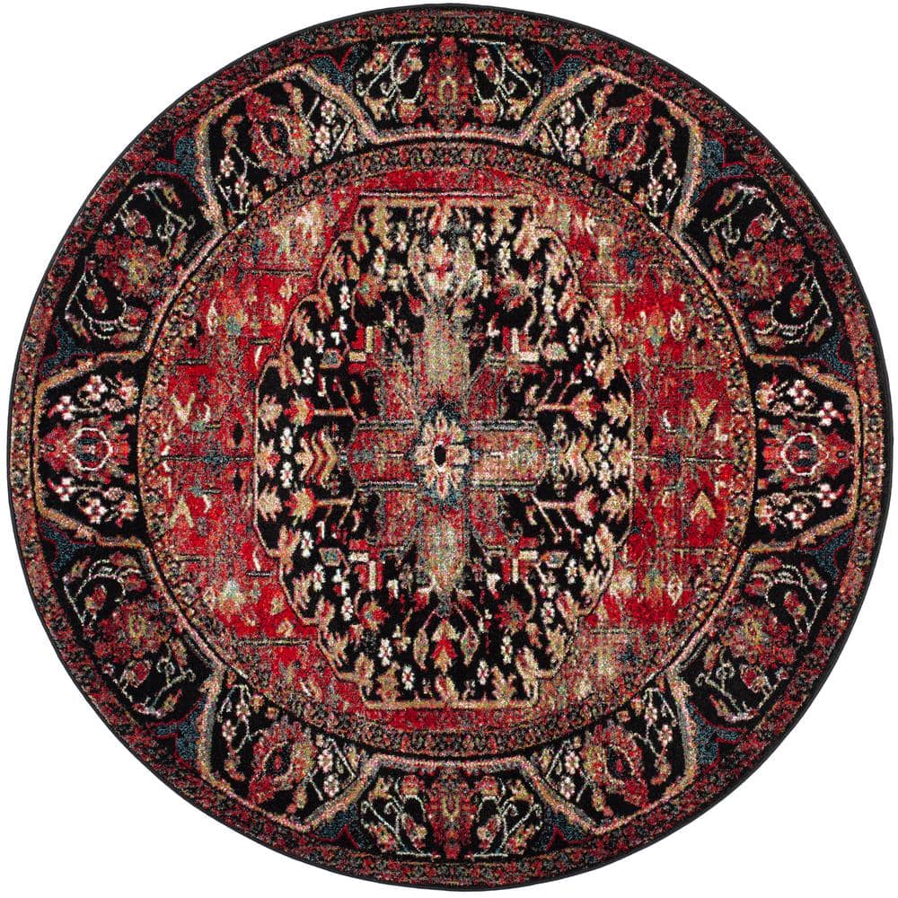 SAFAVIEH Vintage Hamadan Red/Multi 3 ft. x 3 ft. Antique Medallion Round Area Rug