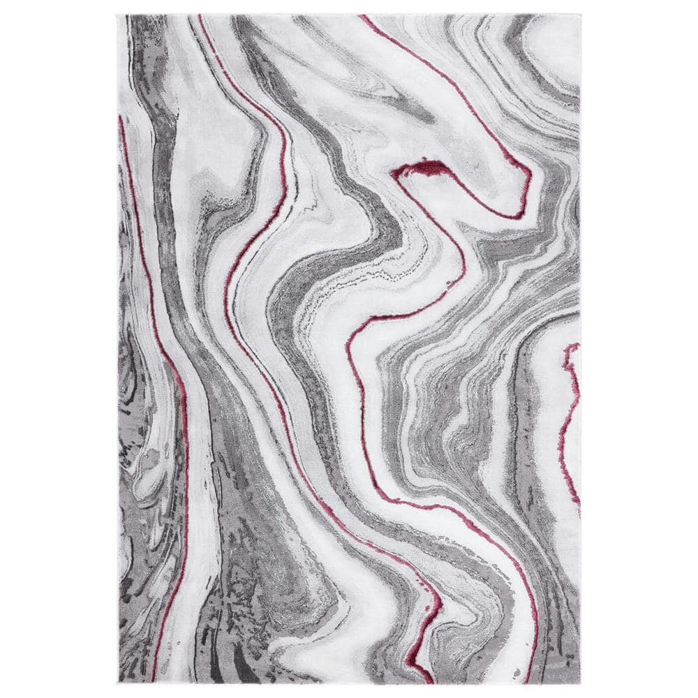SAFAVIEH Craft Gray/Wine 3 ft. x 5 ft. Marbled Abstract Area Rug