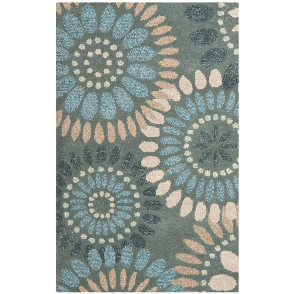 SAFAVIEH Jardin Gray/Blue 2 ft. x 3 ft. Floral Area Rug