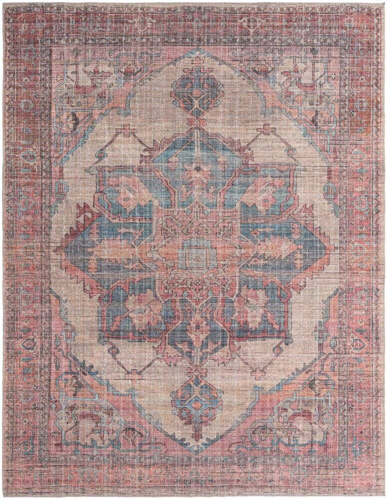 Unique Nostalgia Ella Antique Beige 9 ft. x 12 ft. Machine Washable Area Rug