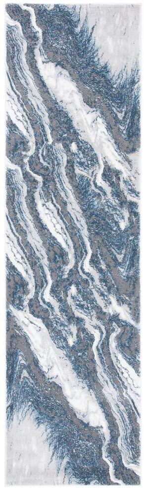 SAFAVIEH Craft Gray/Blue 2 ft. x 8 ft. Marbled Abstract Runner Rug