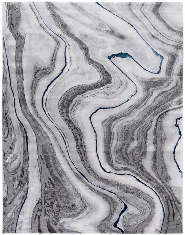 SAFAVIEH Craft Gray/Blue 11 ft. x 14 ft. Marbled Abstract Area Rug