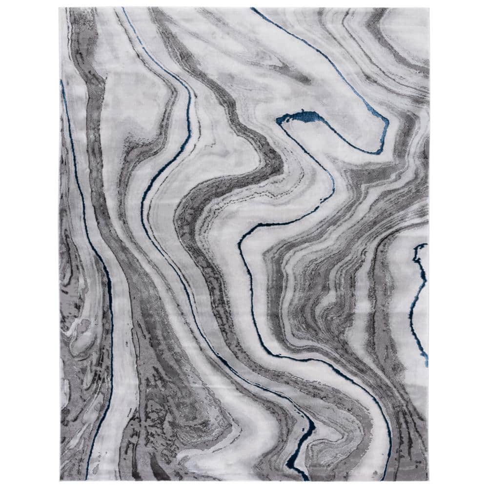 SAFAVIEH Craft Gray/Blue 8 ft. x 10 ft. Marbled Abstract Area Rug