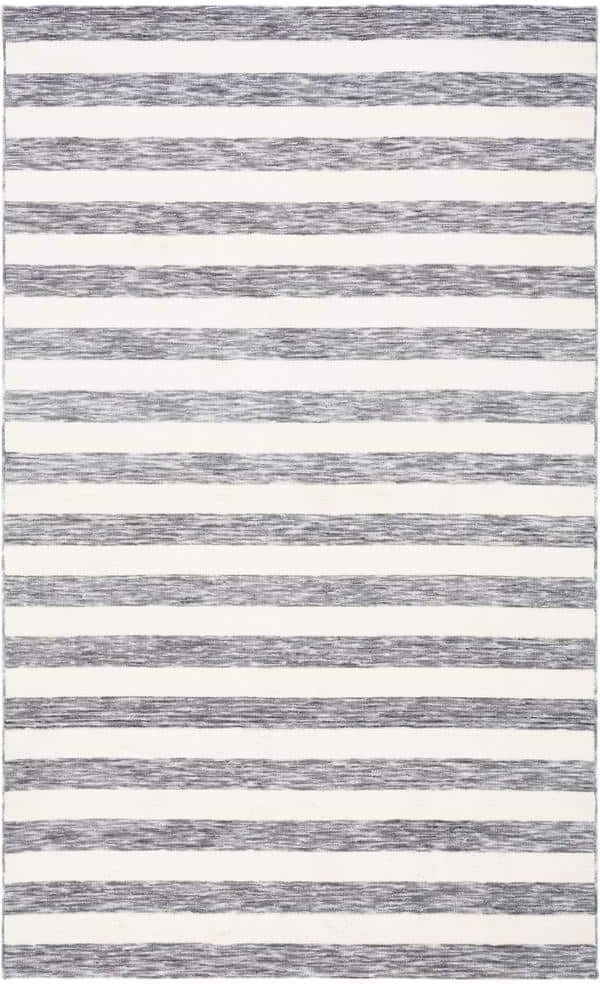 SAFAVIEH Easy Care Dark Grey/Ivory 4 ft. x 6 ft. Machine Washable Striped Abstract Area Rug