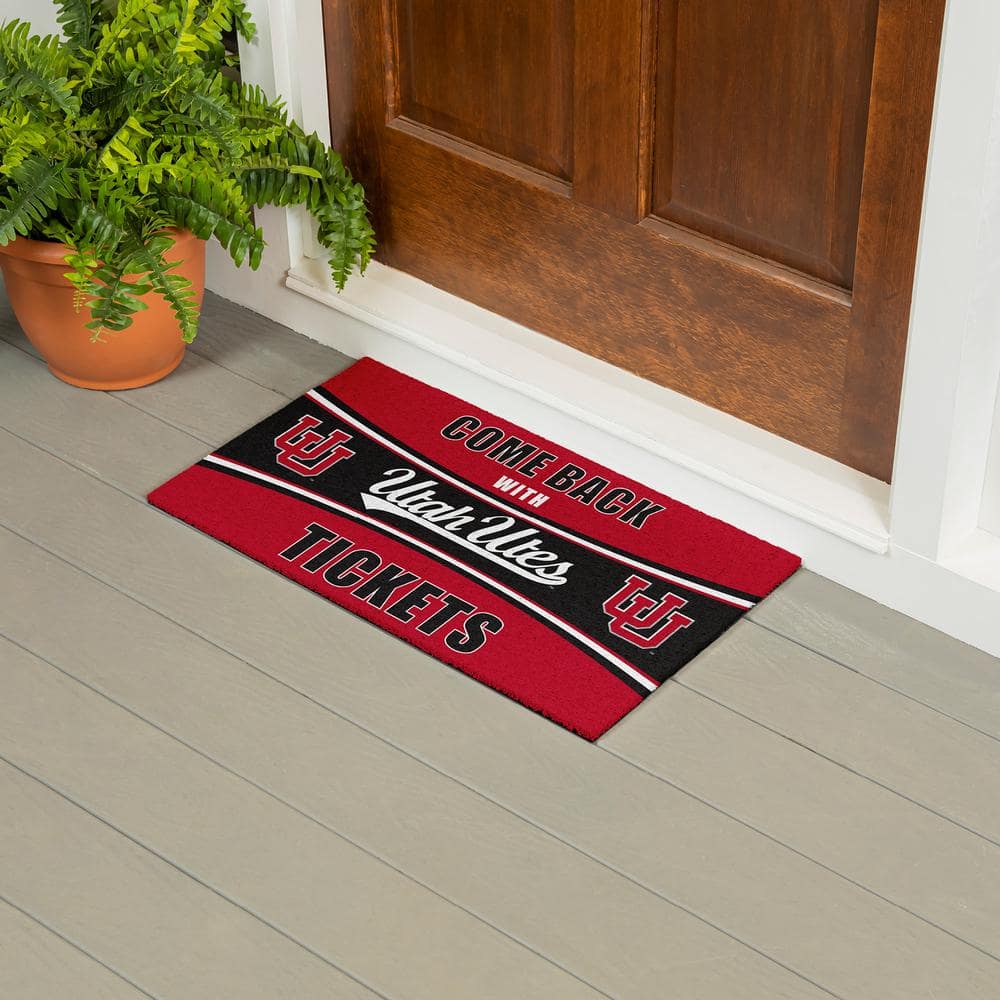 Evergreen University of Utah 28 in. x 16 in. PVC "Come Back With Tickets" Trapper Door Mat