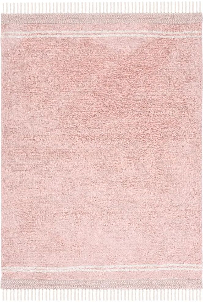 SAFAVIEH Easy Care Pink/Ivory 4 ft. x 6 ft. Machine Washable Border Solid Color Area Rug