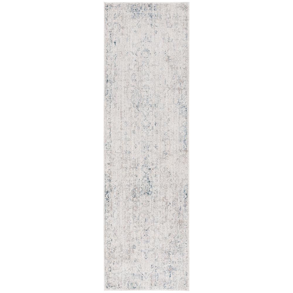 SAFAVIEH Antique Patina Gray/Blue 2 ft. x 8 ft. Border Distressed Marle Runner Rug