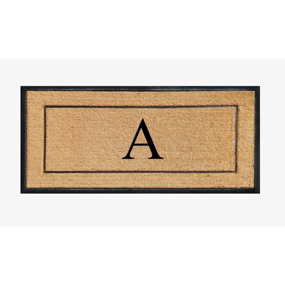 A1 Home Collections A1HC Picture Frame Black/Beige 30 in. x 60 in. Coir & Rubber Large Outdoor Monogrammed A Door Mat