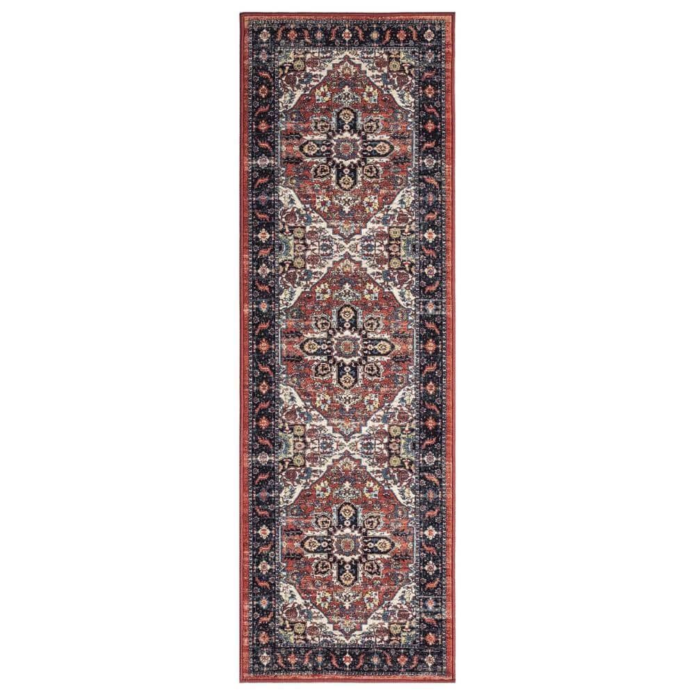 Concord Global Trading Eden Collection Antique Medallion Rust 3 ft. x 9 ft. Machine Washable Traditional Indoor Area Rug