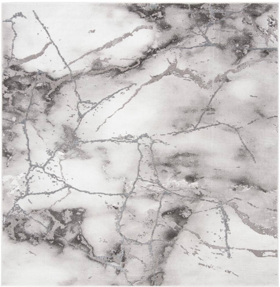 SAFAVIEH Craft Gray/Silver 10 ft. x 10 ft. Distressed Abstract Square Area Rug