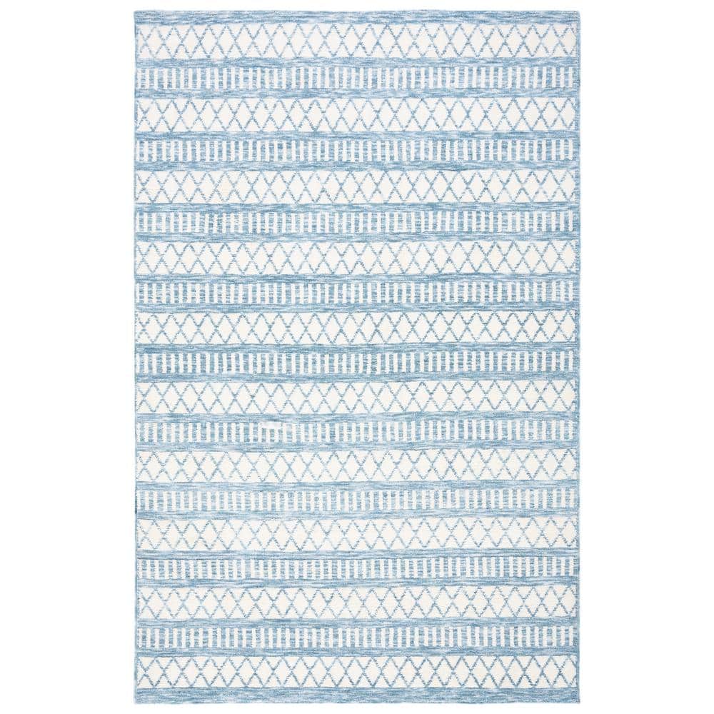 SAFAVIEH Easy Care Ivory/Grey 3 ft. x 5 ft. Machine Washable Striped Geometric Abstract Area Rug