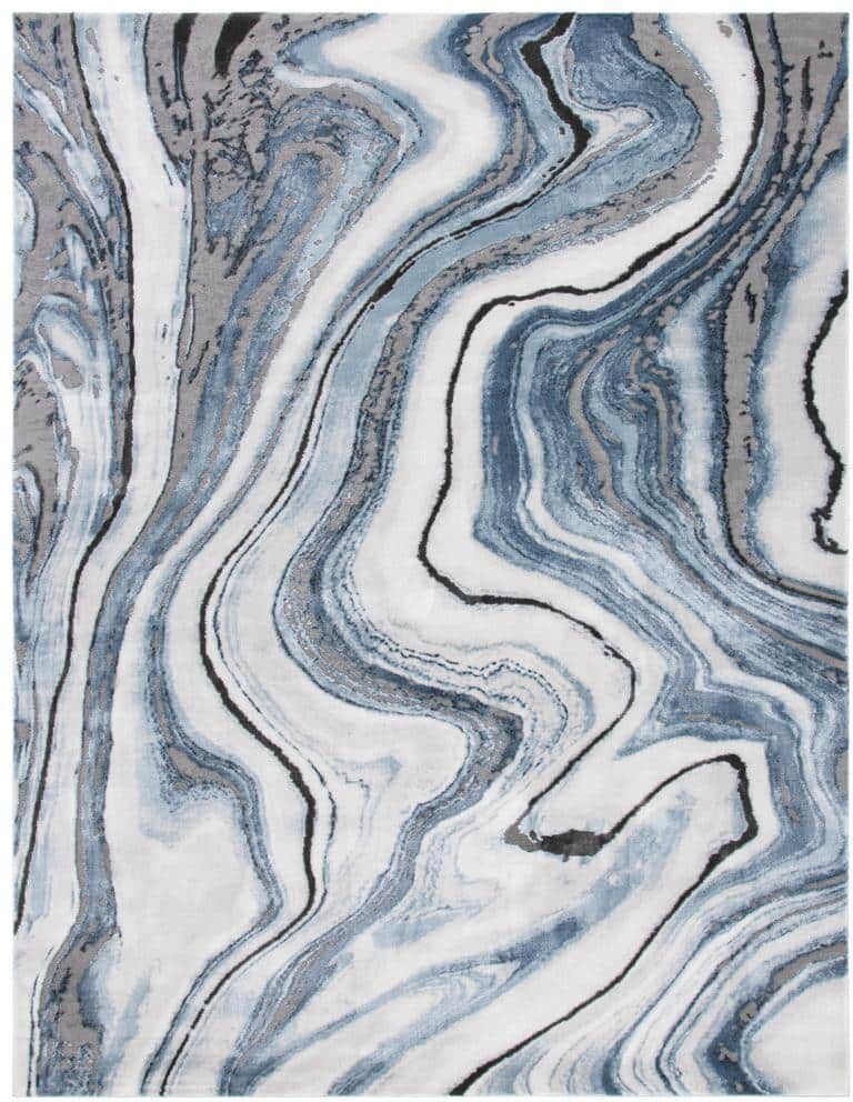 SAFAVIEH Craft Blue/Gray 11 ft. x 14 ft. Marbled Abstract Area Rug