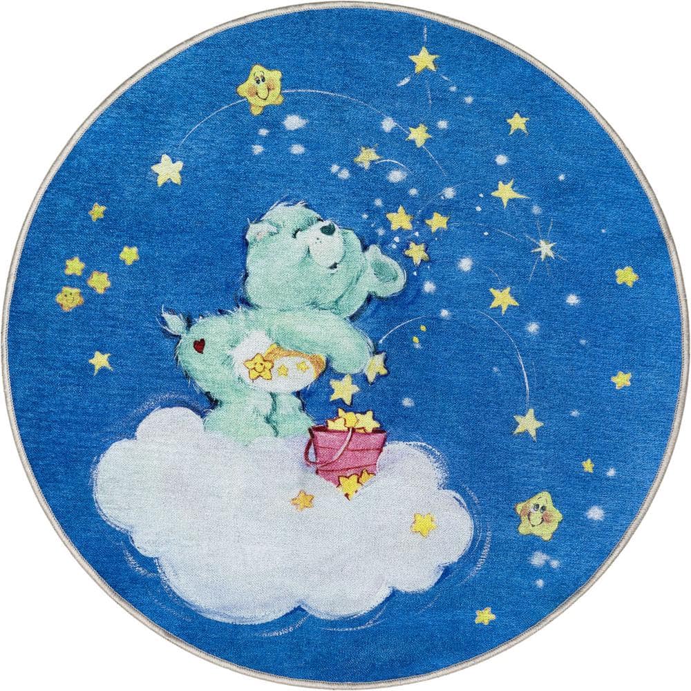 Well Woven Care Bears Wishing On A Star Blue 3 ft. 11 in. Round Area Rug