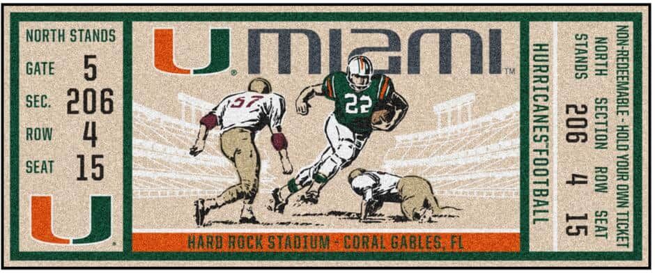 FANMATS NCAA University of Miami 30 in. x 72 in. Indoor Ticket Runner Rug