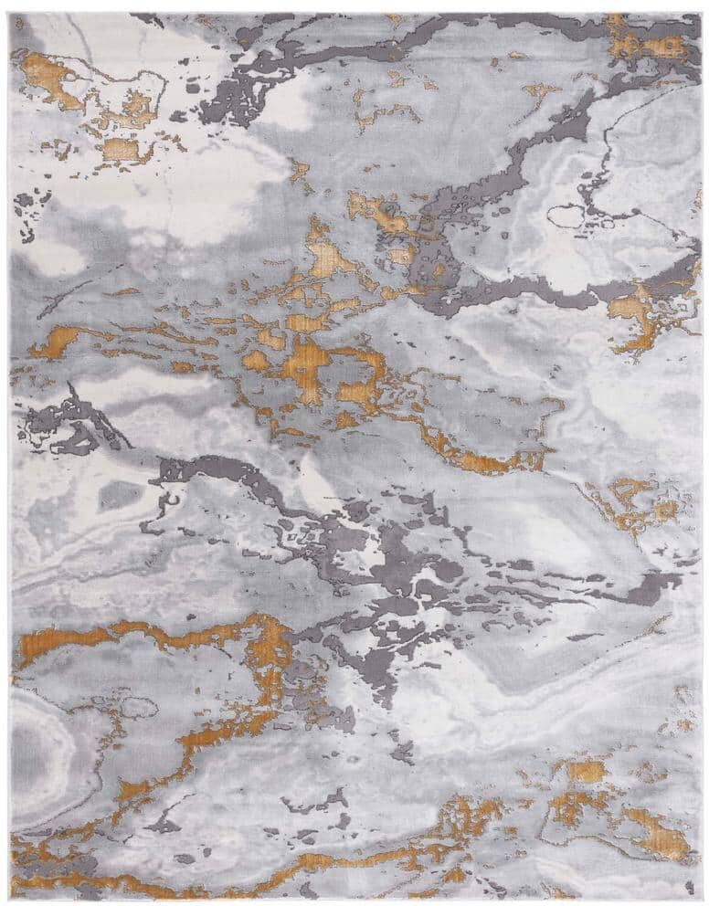 SAFAVIEH Craft Gray/Yellow 8 ft. x 10 ft. Marbled Abstract Area Rug