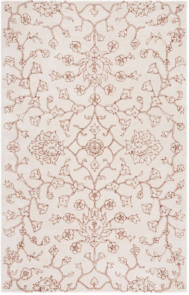 SAFAVIEH Jardin Ivory/Rust 5 ft. x 8 ft. Floral Solid Color Area Rug