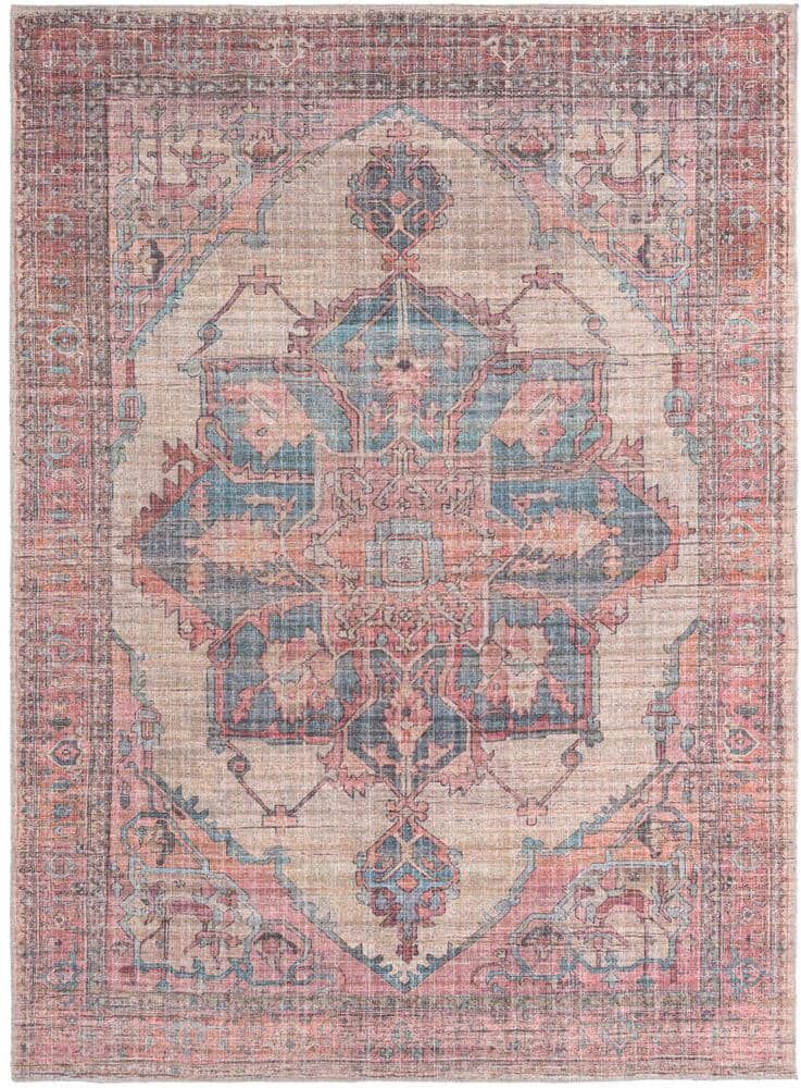 Unique Nostalgia Ella Antique Beige 7 ft. x 10 ft. Machine Washable Area Rug