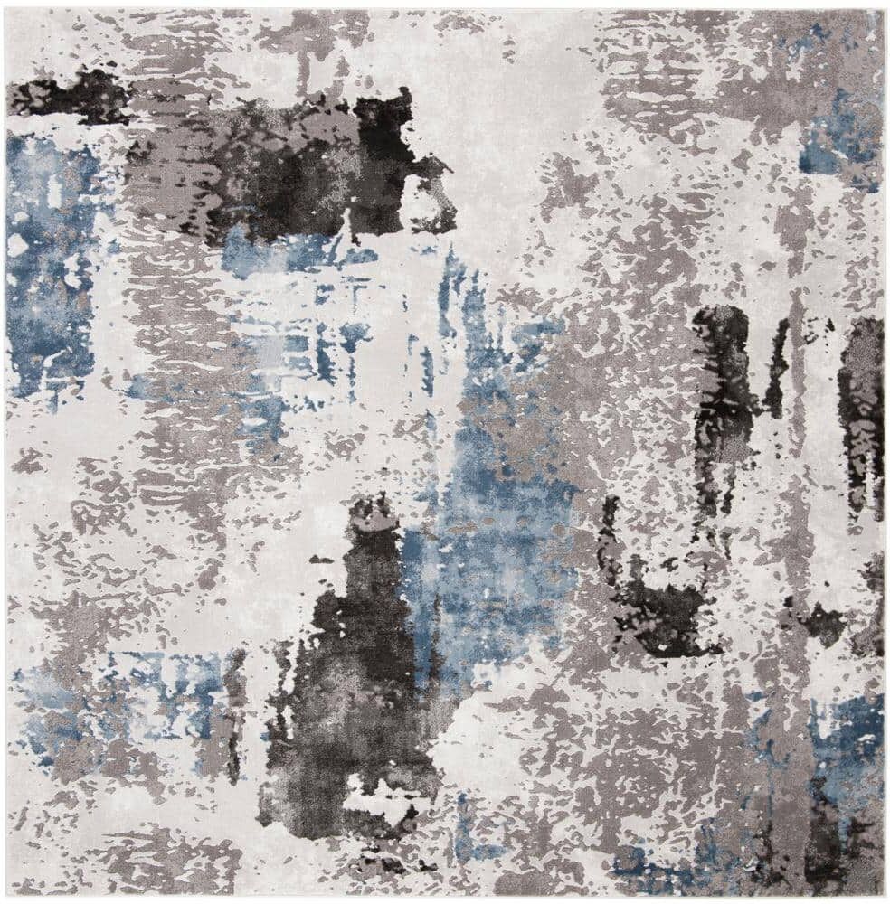 SAFAVIEH Craft Gray/Blue 4 ft. x 4 ft. Square Abstract Area Rug