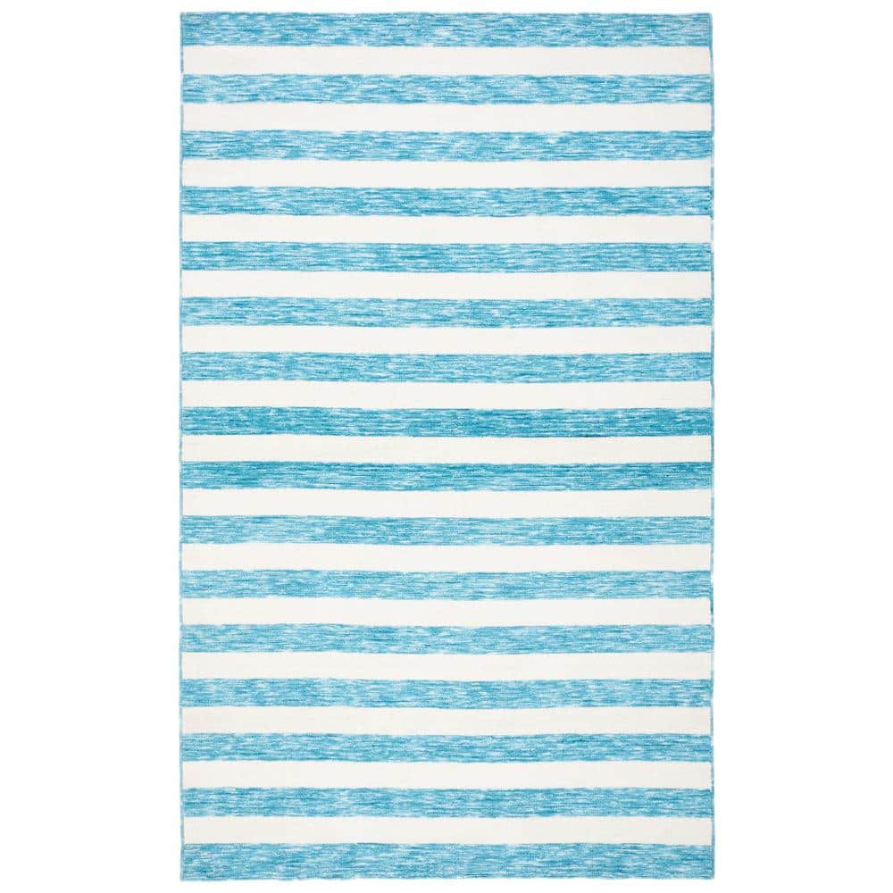SAFAVIEH Easy Care Blue/Ivory 3 ft. x 5 ft. Machine Washable Striped Abstract Area Rug