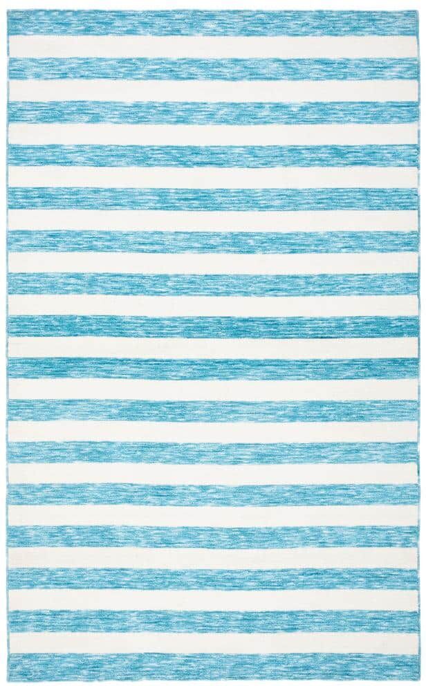 SAFAVIEH Easy Care Blue/Ivory 4 ft. x 6 ft. Machine Washable Striped Abstract Area Rug