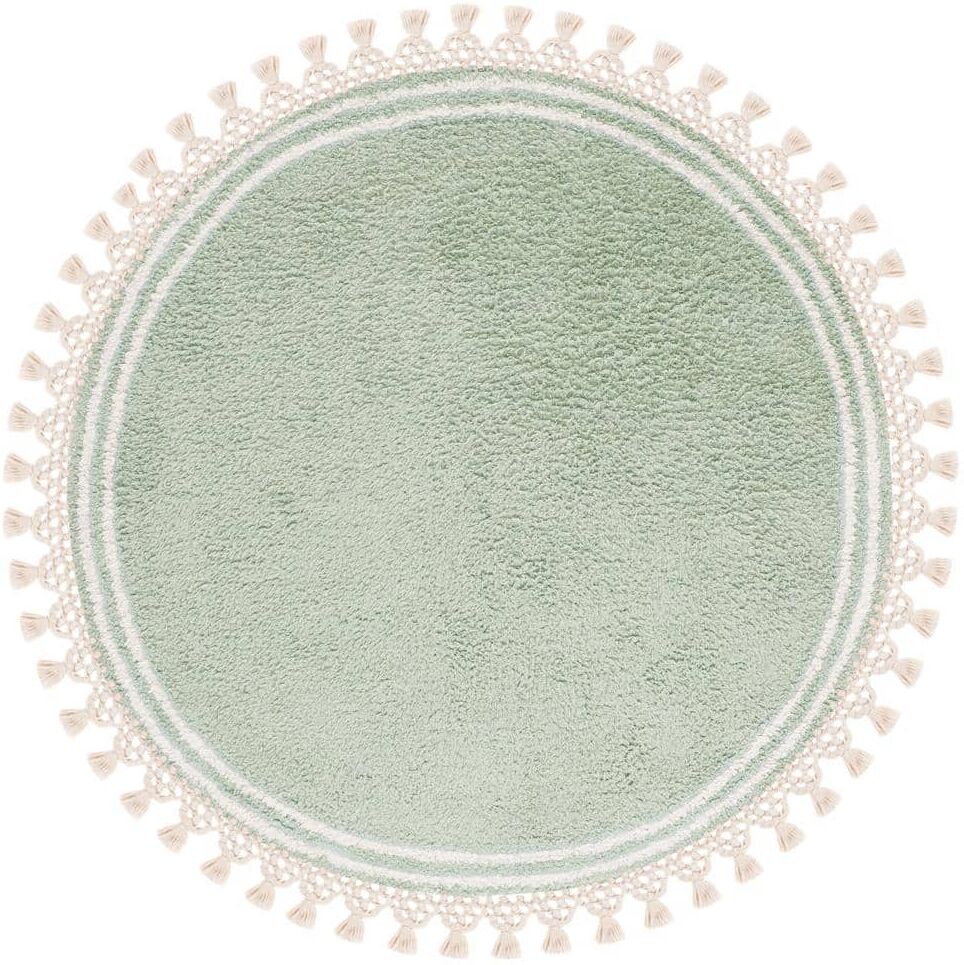 SAFAVIEH Easy Care Teal/Ivory 3 ft. x 3 ft. Machine Washable Border Solid Color Round Area Rug