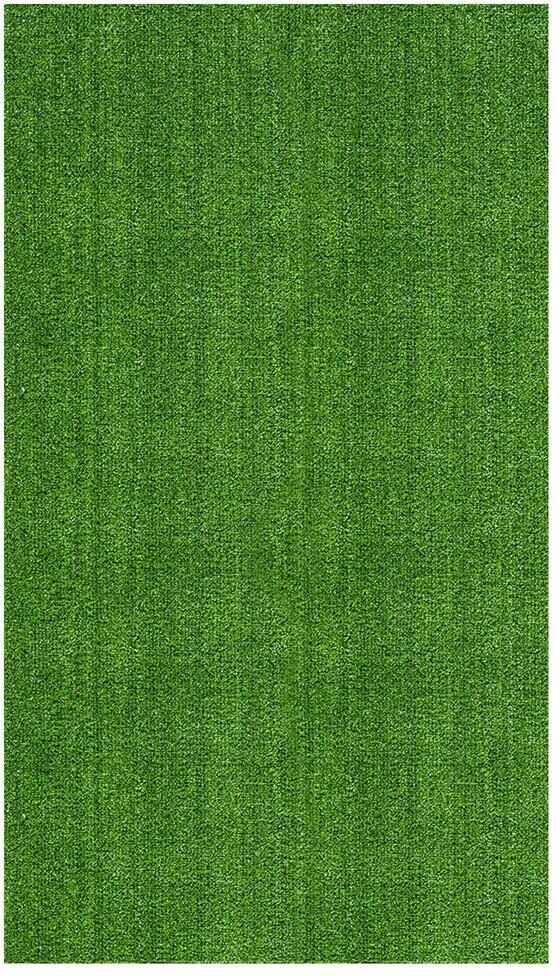 Ottomanson Evergreen Collection Waterproof Solid 4x7 Indoor/Outdoor Artificial Grass Runner Rug,3 ft. 11 in.x6 ft. 7 in.,Green