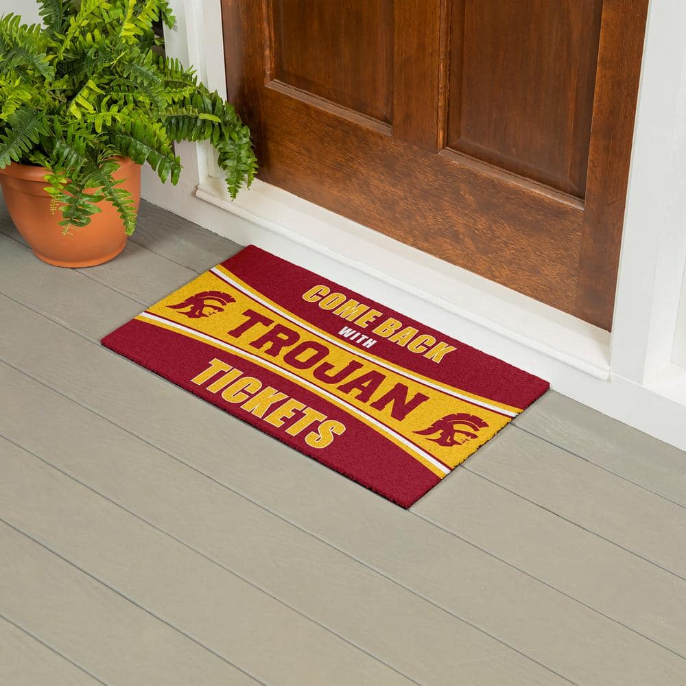 Evergreen University of Southern California 28 in. x 16 in. PVC "Come Back With Tickets" Trapper Door Mat