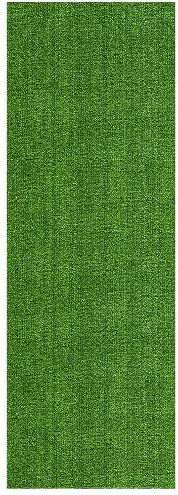 Ottomanson Evergreen Collection Waterproof Solid 3x10 Indoor/Outdoor Artificial Grass Runner Rug,2 ft. 7 in.x9 ft. 10 in.,Green