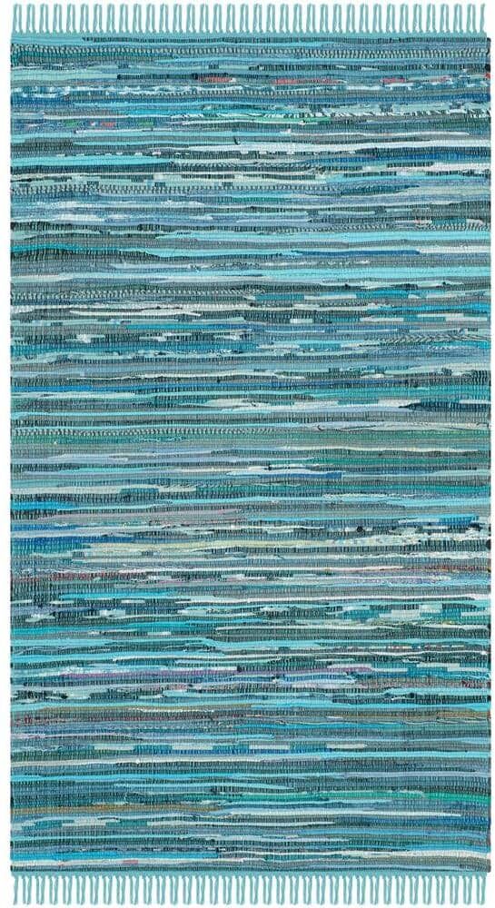 SAFAVIEH Rag Rug Blue/Multi 3 ft. x 5 ft. Gradient Striped Area Rug