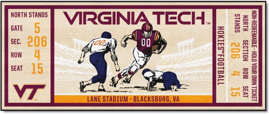 FANMATS NCAA Virginia Tech 30 in. x 72 in. Indoor Ticket Runner Rug