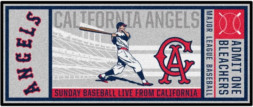 FANMATS California Angels Gray 2 ft. 6 in. x 6 ft. Ticket Runner Area Rug