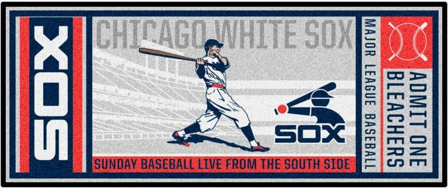 FANMATS Chicago White Sox Gray 2 ft. 6 in. x 6 ft. Ticket Runner Area Rug