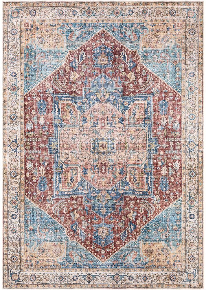 Artistic Weavers Candy Blue 2 ft. x 2 ft. 11 in. Medallion Machine-Washable Area Rug