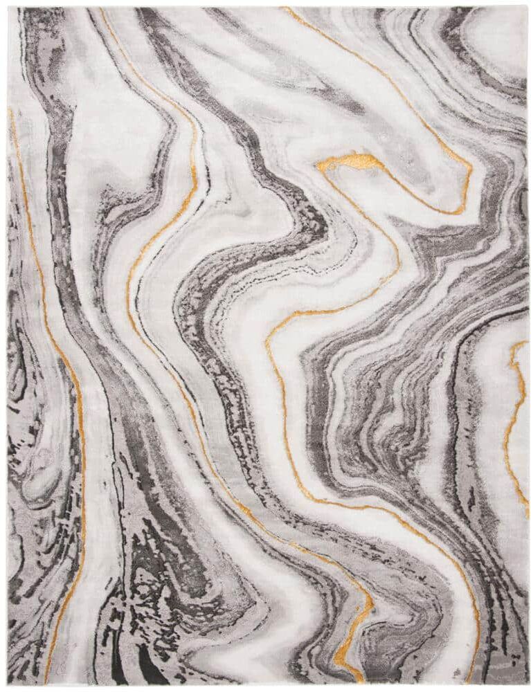 SAFAVIEH Craft Gray/Gold 12 ft. x 18 ft. Marbled Abstract Area Rug