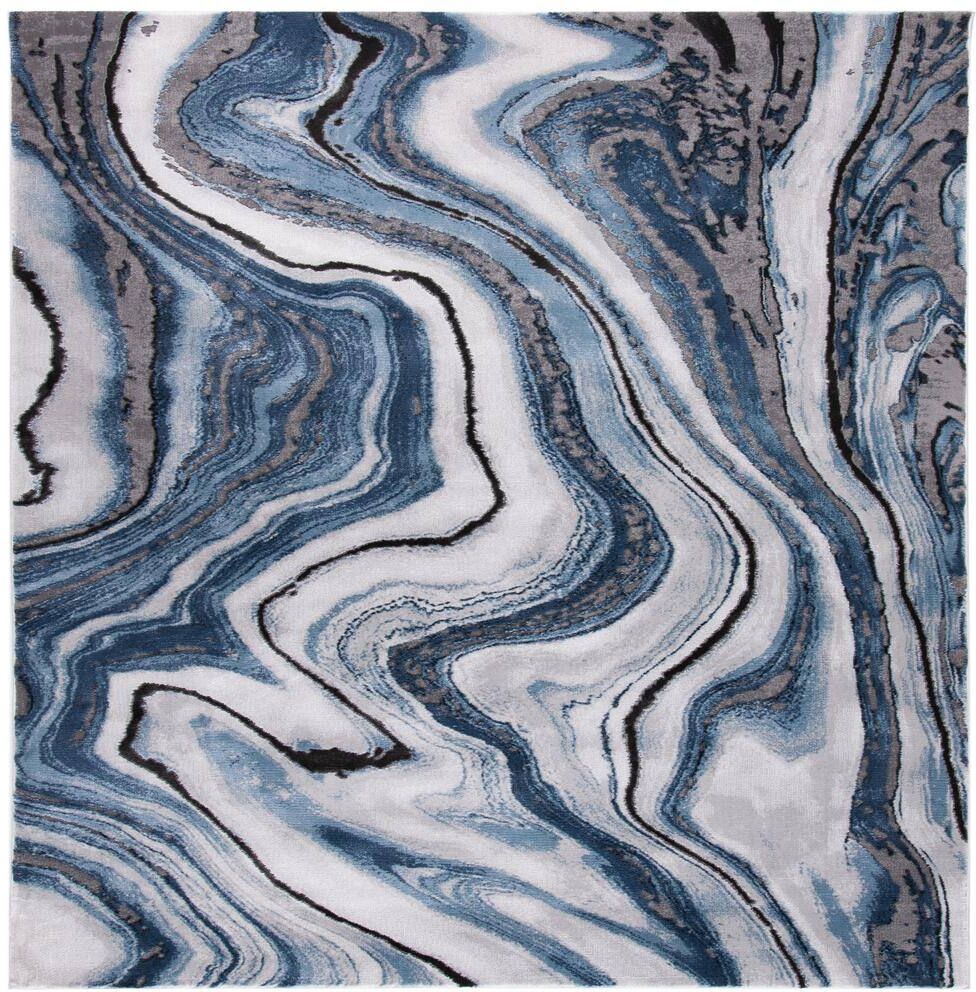 SAFAVIEH Craft Blue/Gray 4 ft. x 4 ft. Square Marbled Abstract Area Rug