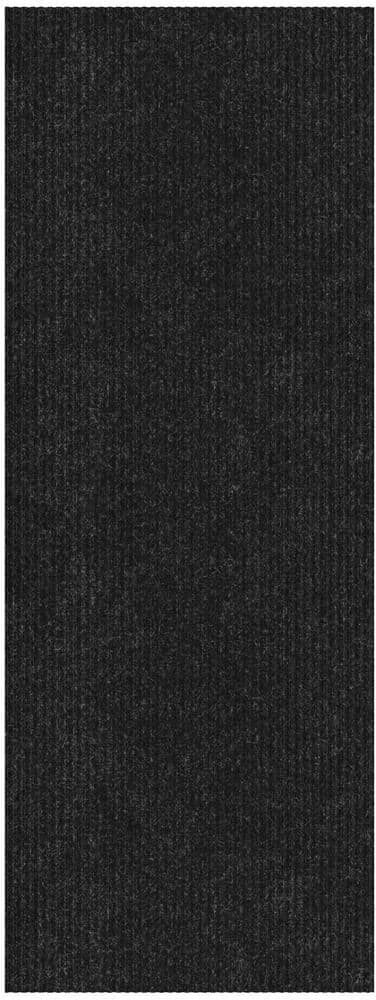 Ottomanson Lifesaver Non-Slip Rubberback Indoor/Outdoor Long Hallway Runner Rug 2 ft. 7 in. x26 ft. Black Polyester Garage Flooring