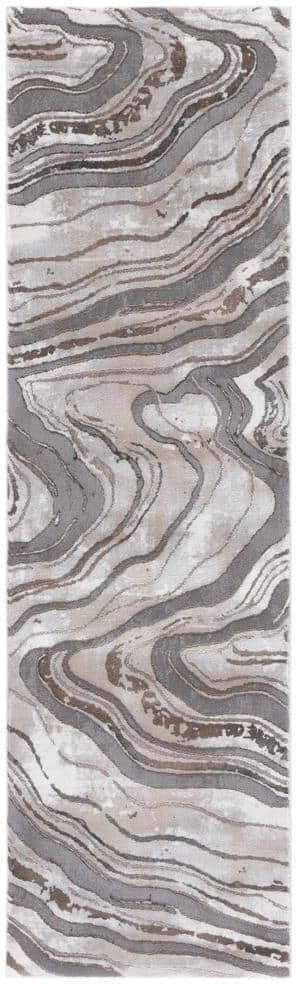 SAFAVIEH Craft Gray/Brown 2 ft. x 8 ft. Marbled Abstract Runner Rug